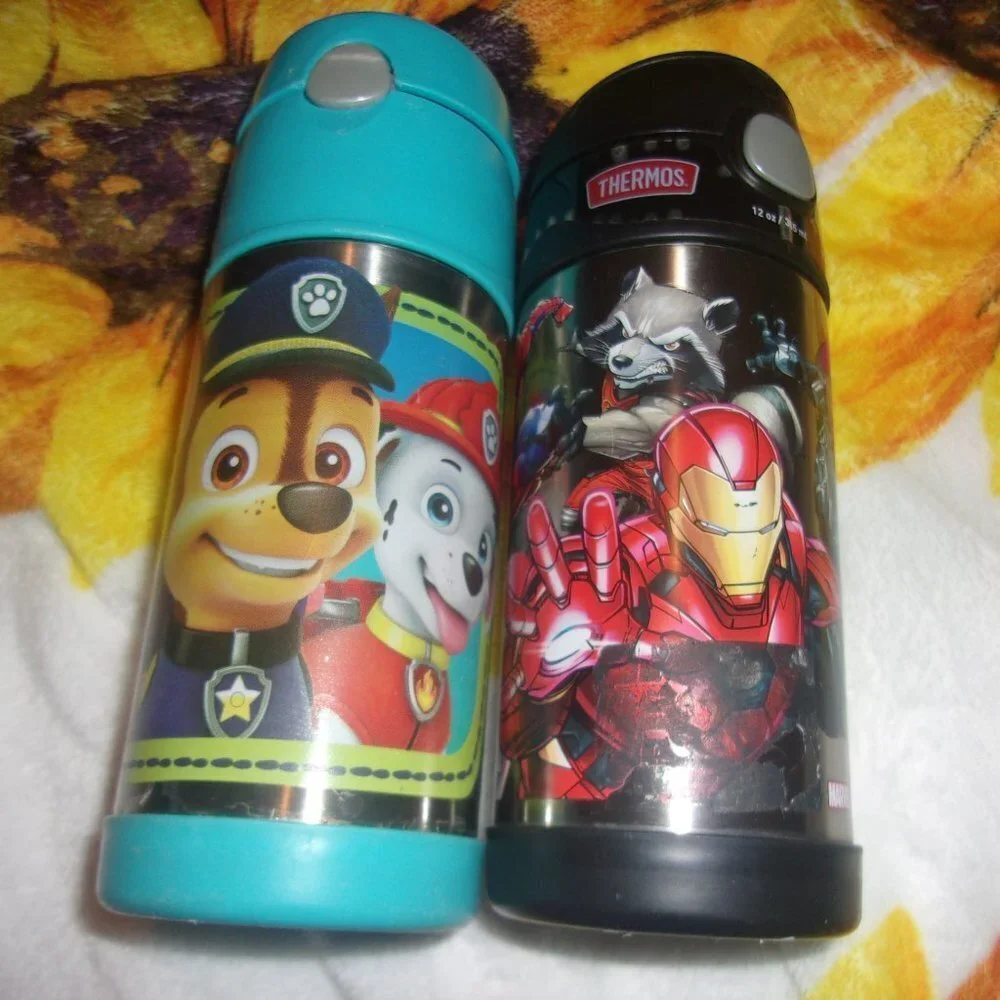 Lot of 2 Funtainer thermos-Paw patrol and marvel